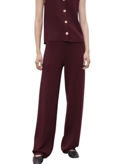 Pantalon Chino bordeaux en maille fine pourvu d'une coupe évasée