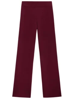 Pantalon Chino bordeaux en maille fine pourvu d'une coupe évasée