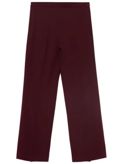 Pantalon chino bordeaux uni à coupe large et taille haute fermé par un zip