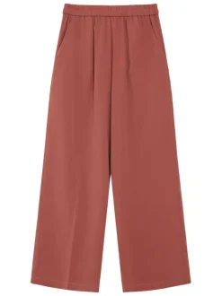 Pantalon chino brique uni avec une coupe droite et une taille élastiquée