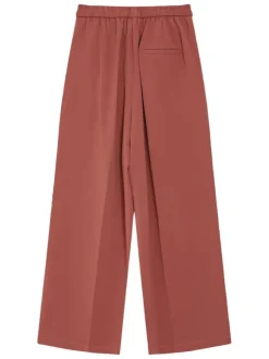 Pantalon chino brique uni avec une coupe droite et une taille élastiquée