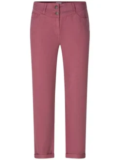 Pantalon chino brique uni pourvu d'une coupe droite et d'une taille élastiquée