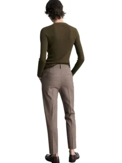 Pantalon chino brun à motif pied de poule avec une coupe skinny et 4 poches