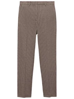 Pantalon chino brun à motif pied de poule avec une coupe skinny et 4 poches