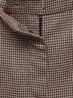 Pantalon chino brun à motif pied de poule avec une coupe skinny et 4 poches