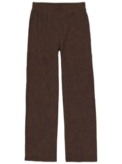 Pantalon chino brun uni pourvu d'une taille élastiquée et d'une coupe bootcut