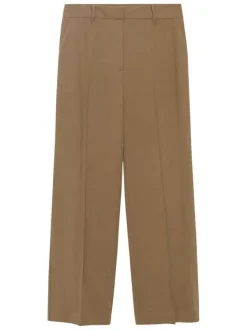 Pantalon chino camel uni avec une coupe droite et une fermeture zippée