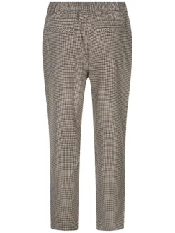 Pantalon chino caramel à motif pied de poule avec une coupe slim
