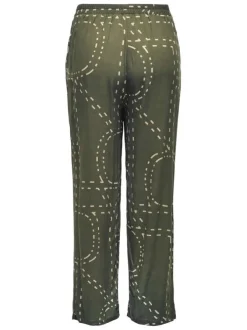 Pantalon Chino Carphoebe Life Wide Ankel kaki imprimé coupe bootcut