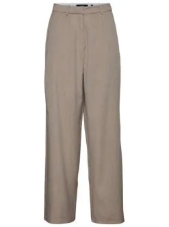 Pantalon chino chocolat chiné à coupe bootcut et une taille intermédiaire
