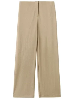 Pantalon chino chocolat uni pourvu d'une coupe bootcut et d'une taille haute