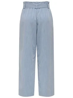 Pantalon chino ciel uni pourvu d'une coupe bootcut et d'une taille haute