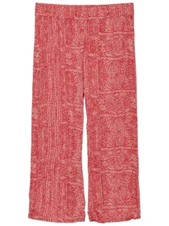 Pantalon chino corail imprimé avec une coupe droite et une taille élastiquée