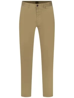 Pantalon Chino coupe slim camel avec 4 poches et surpiqûre ton sur ton