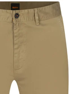 Pantalon Chino coupe slim camel avec 4 poches et surpiqûre ton sur ton