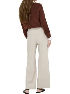 Pantalon chino écru à coupe ample en maille côtelée effet velours