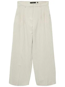 Pantalon chino écru à rayures tennis avec une coupe large et une taille haute
