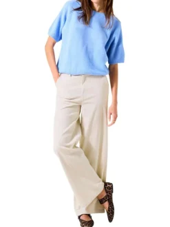 Pantalon chino écru uni en velours côtelé avec une coupe bootcut