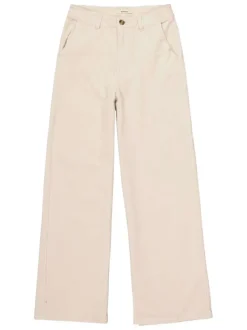 Pantalon chino écru uni en velours côtelé avec une coupe bootcut