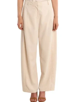 Pantalon chino écru uni pourvu d'une coupe large et d'une taille haute