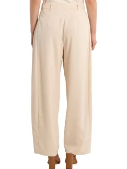 Pantalon chino écru uni pourvu d'une coupe large et d'une taille haute
