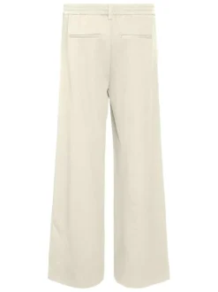 Pantalon chino écru uni pourvu d'une taille haute et d'une coupe bootcut