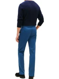 Pantalon Chino Denton en coton bleu à coupe droite pourvu de poches plaquées