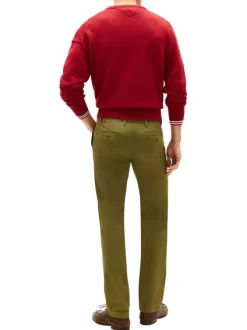Pantalon chino Denton en coton kaki à coupe droite pourvu de poches plaquées