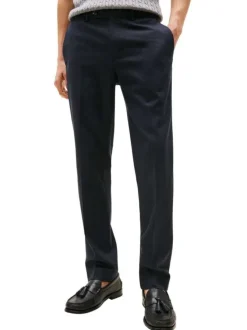 Pantalon Chino Denton en coton marine coupe regular avec des poches plaquées