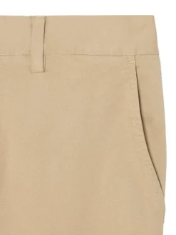 Pantalon chino en coton beige à coupe slim pourvu de poches plaquées