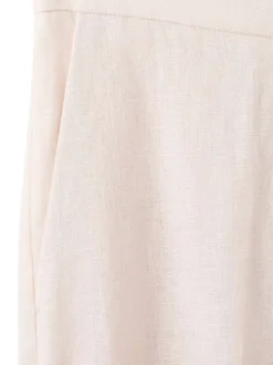 Pantalon chino en coton beige uni avec une taille intermédiaire