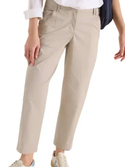 Pantalon chino en coton beige uni pourvu d'une coupe droite