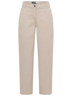 Pantalon chino en coton beige uni pourvu d'une coupe droite