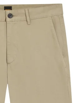 Pantalon chino en coton beige uni pourvu d'une coupe slim et de mutliples poches