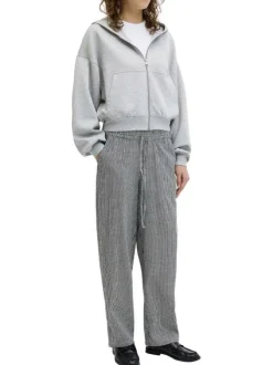 Pantalon Chino en coton biologique noir à carreaux pourvu d'une coupe droite