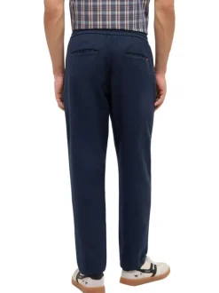 Pantalon chino en coton bleu marine uni avec une coupe droite et 4 poches