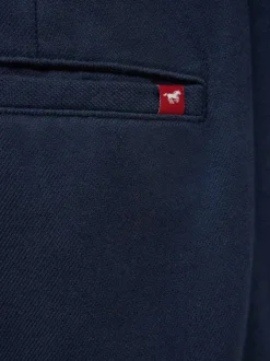 Pantalon chino en coton bleu marine uni avec une coupe droite et 4 poches