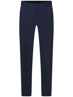Pantalon chino en coton bleu marine uni avec une coupe slim fit