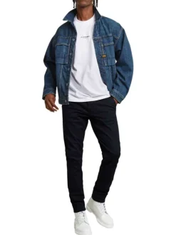 Pantalon chino en coton bleu marine uni à coupe skinny et à taille intermédiaire