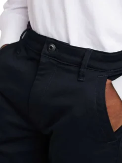 Pantalon chino en coton bleu marine uni à coupe skinny et à taille intermédiaire