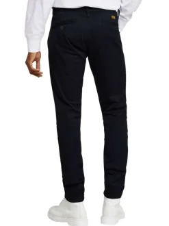 Pantalon chino en coton bleu marine uni à coupe skinny et à taille intermédiaire