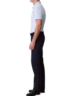Pantalon chino en coton bleu marine uni à coupe slim avec des passants