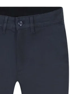 Pantalon chino en coton bleu marine uni à coupe slim et à taille intermédiaire