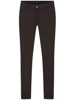 Pantalon Chino en coton bordeaux uni avec une coupe ajustée et fermeture zippée