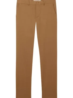 Pantalon chino en coton camel coupe slim pourvu de poches plaquées