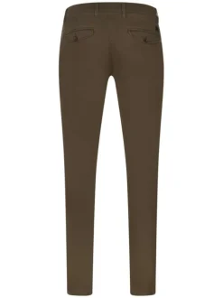 Pantalon chino en coton camel effet nid d'abeille avec une coupe droite