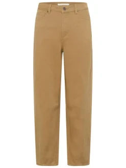 Pantalon chino en coton camel uni pourvu d'une coupe droite