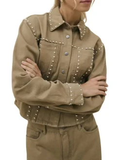 Pantalon chino en coton camel uni pourvu d'une coupe droite