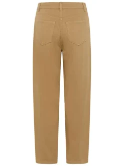 Pantalon chino en coton camel uni pourvu d'une coupe droite