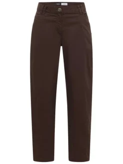Pantalon chino en coton chocolat uni pourvu d'une coupe droite